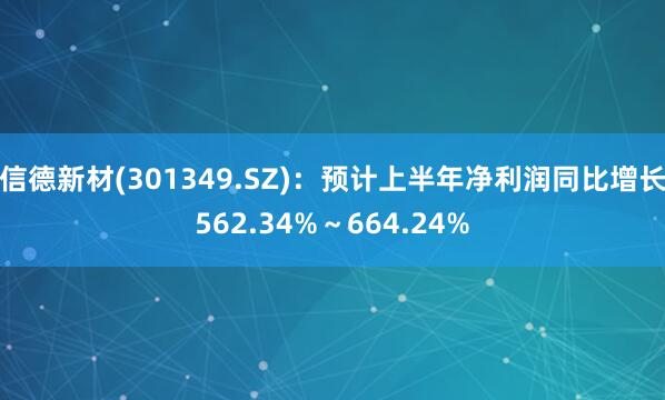 信德新材(301349.SZ)：预计上半年净利润同比增长562.34%～664.24%