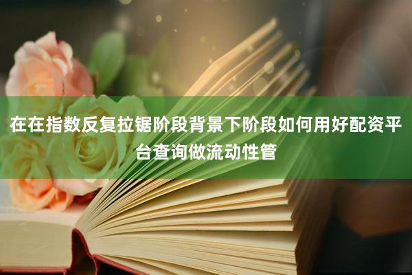 在在指数反复拉锯阶段背景下阶段如何用好配资平台查询做流动性管