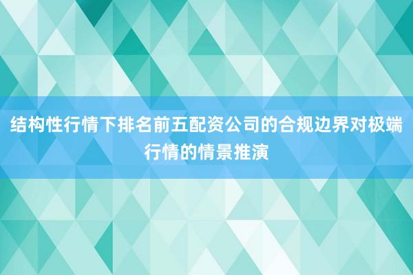 结构性行情下排名前五配资公司的合规边界对极端行情的情景推演