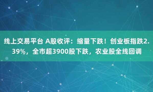线上交易平台 A股收评：缩量下跌！创业板指跌2.39%，全市超3900股下跌，农业股全线回调