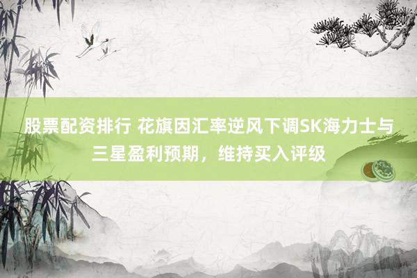股票配资排行 花旗因汇率逆风下调SK海力士与三星盈利预期，维持买入评级