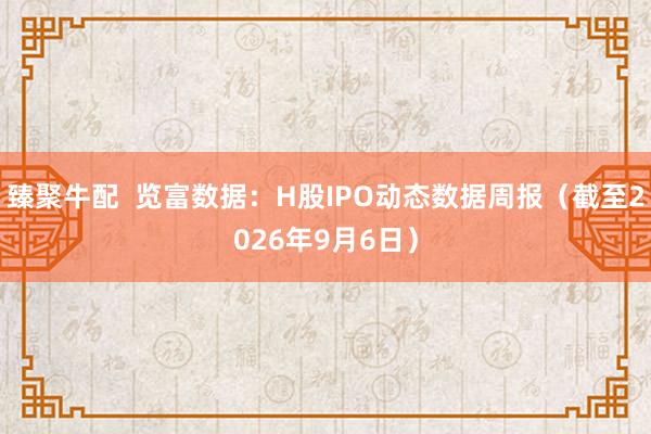 臻聚牛配 览富数据:H股IPO动态数据周报(截至2026年9月6日)